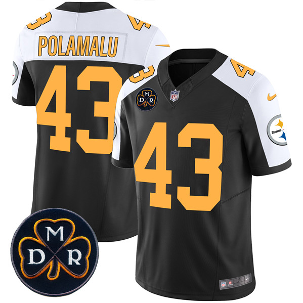 Men's Pittsburgh Steelers #43 Troy Polamalu Black F.U.S.E. DMR Patch Untouchable Limited Stitched Football Jersey